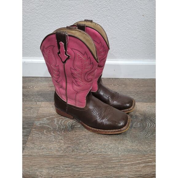 Roper Girls Pink Western Cowgirl Boots size 2 #3 - Picture 2 of 8